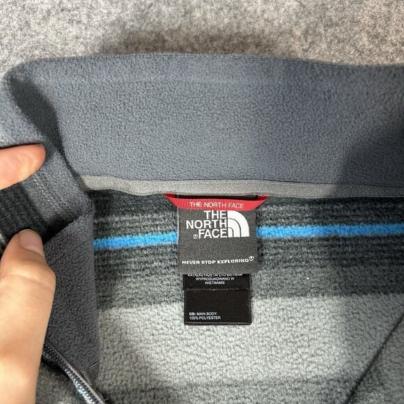 The North Face Sweatshirt Men’s M Gray Striped 1/4 Zip Pullover Fleece Outdoors - Picture 8 of 8